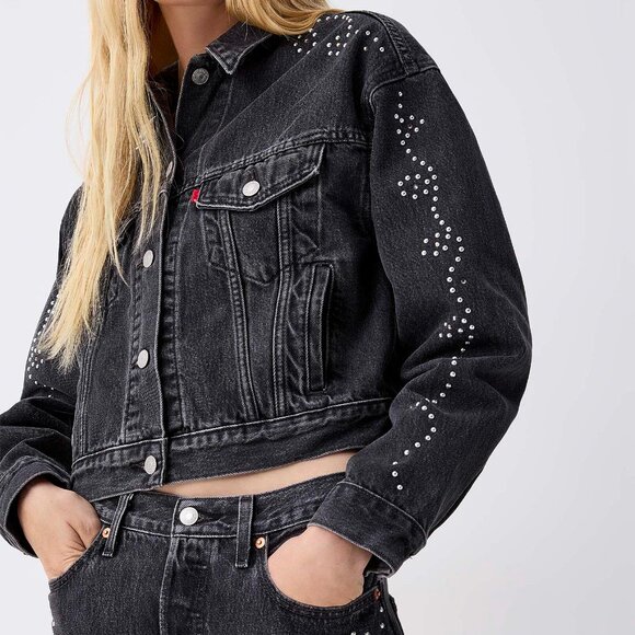 Levi's Studs and rhinestones 100% cotton jean denim jacket - Picture 2 of 3